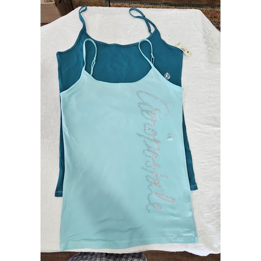 Aéropostale Womens XL Blue/Aqua Cotton Set Spaghetti Strap Favorite Cami NWT